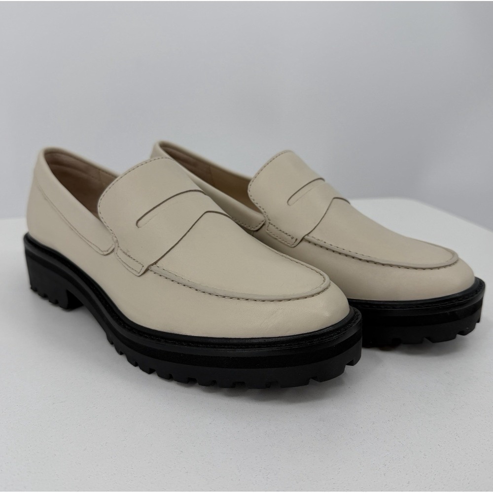 Everlane The Lug Loafer in Parchment/Ivory Leather size 7.5 Women's Chunky Heel
